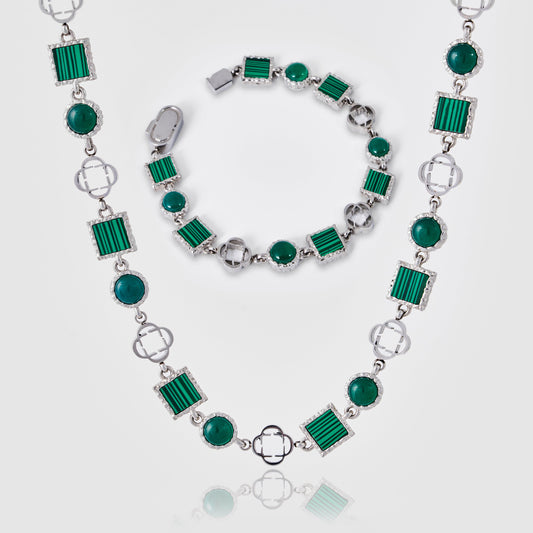 Set di Gemme di Quarzo Verde (Argento)