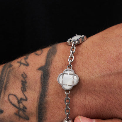 Bracciale in Pietra di Trifoglio Bianco (Argento)