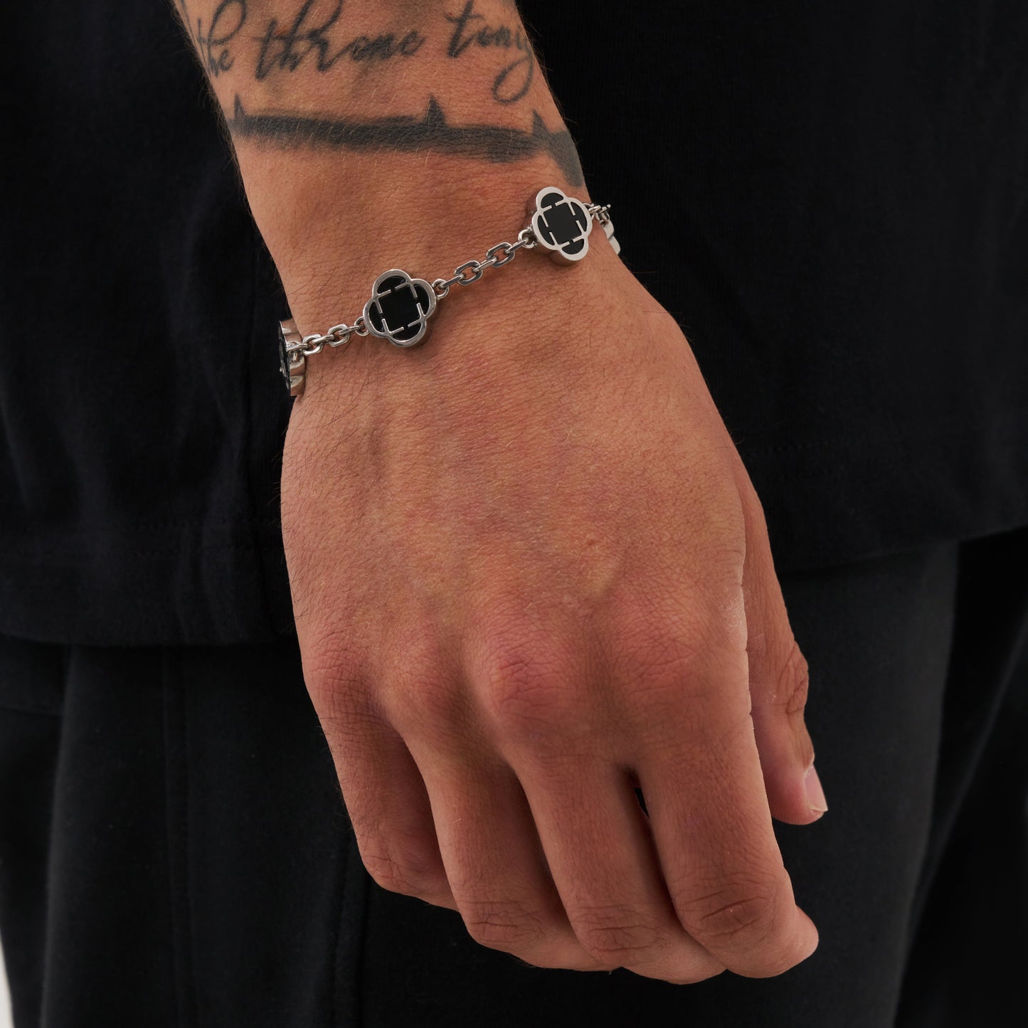 Bracciale in Pietra Onice Clover (Argento)
