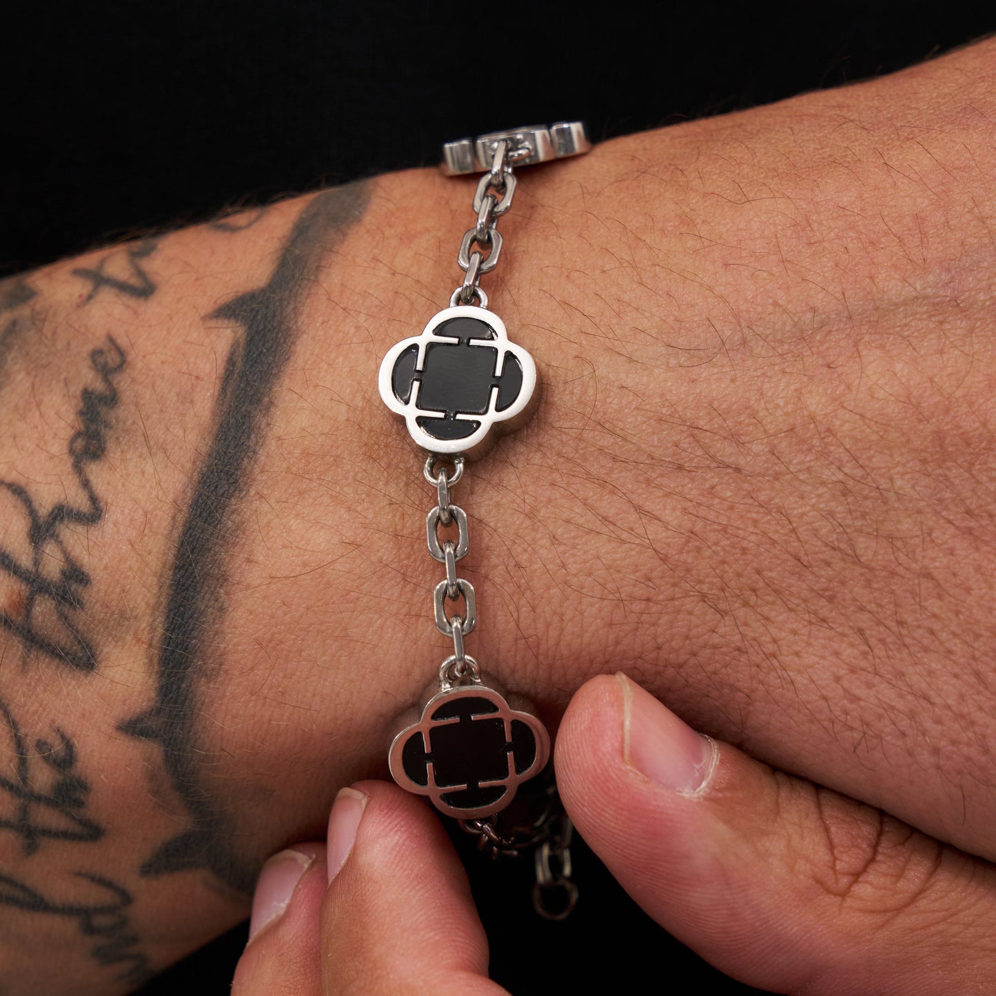 Bracciale in Pietra Onice Clover (Argento)