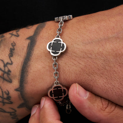 Bracciale in Pietra Onice Clover (Argento)