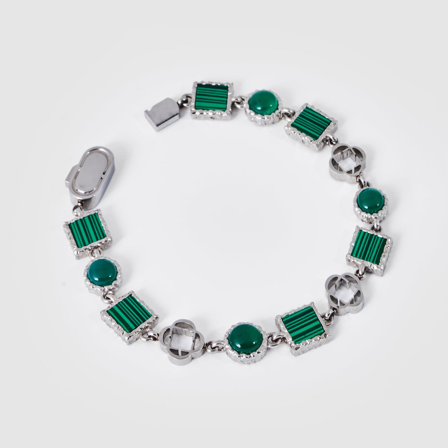Bracciale in Pietra Preziosa di Quarzo Verde (Argento)