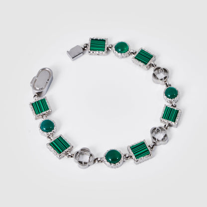 Bracciale in Pietra Preziosa di Quarzo Verde (Argento)