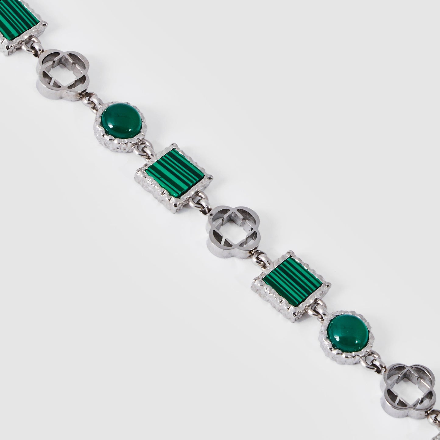 Bracciale in Pietra Preziosa di Quarzo Verde (Argento)