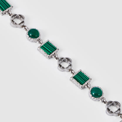 Bracciale in Pietra Preziosa di Quarzo Verde (Argento)