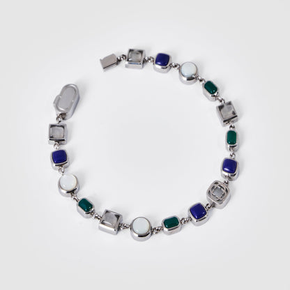 Bracciale in Gemma di Cristallo Blu (Argento)