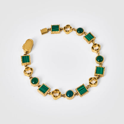 Bracciale in Pietra Preziosa di Quarzo Verde (Oro)