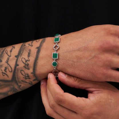 Bracciale in Pietra Preziosa di Quarzo Verde (Argento)