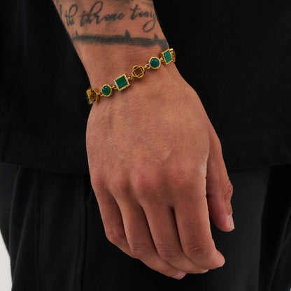Bracciale in Pietra Preziosa di Quarzo Verde (Oro)
