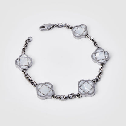 Bracciale in Pietra di Trifoglio Bianco (Argento)