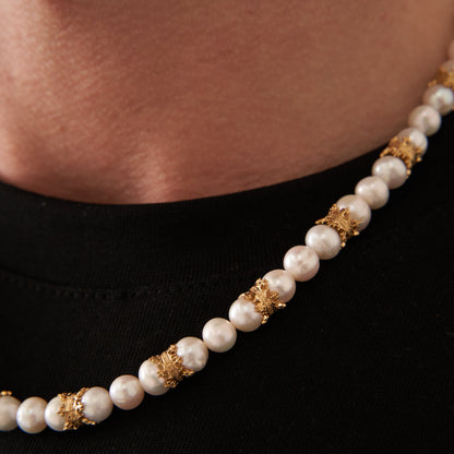 Collana in Perle Vere con Corona (Oro)