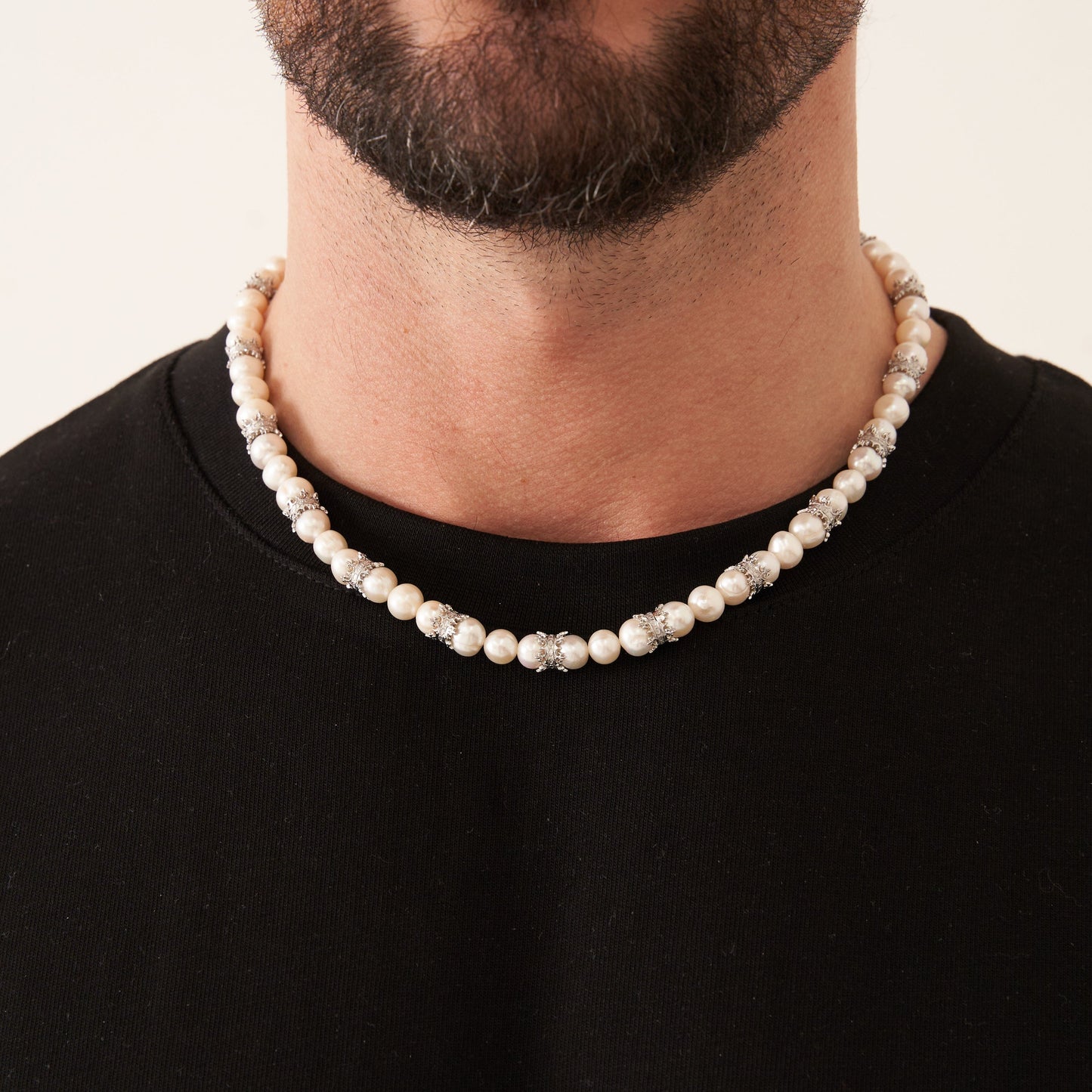 Collana di Perle Vere Crown (Argento)