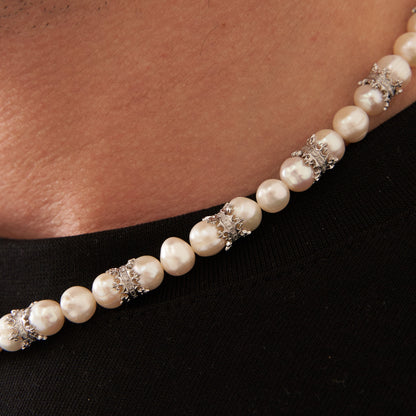 Collana di Perle Vere Crown (Argento)