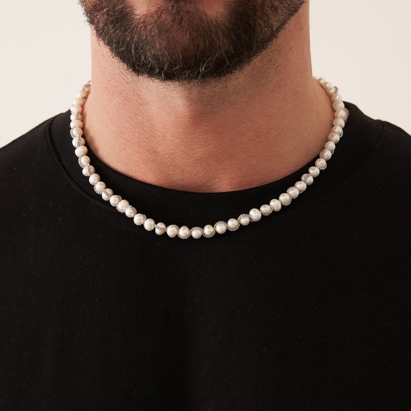 Collana con Perle Vere a Catena (Argento)