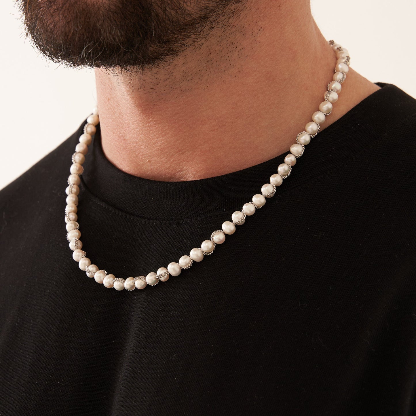 Collana con Perle Vere a Catena (Argento)