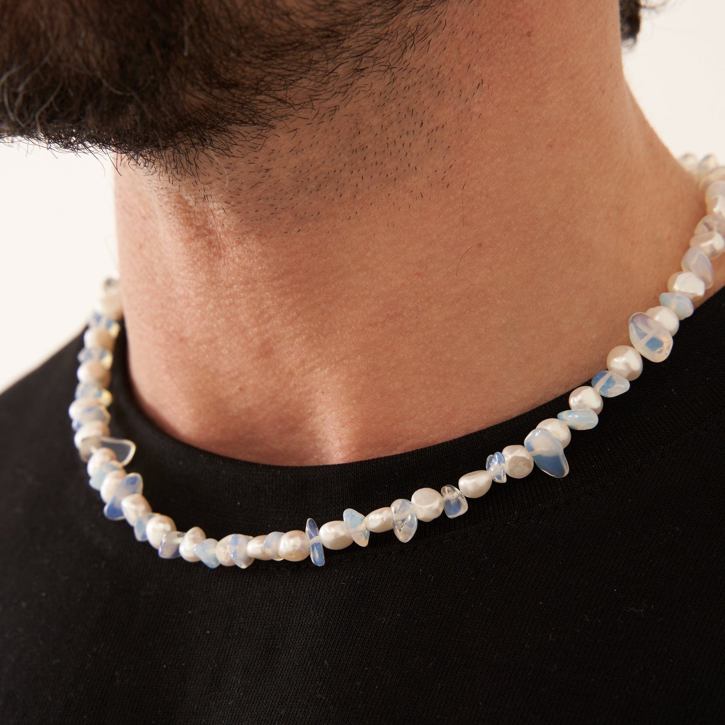 Collana in Quarzo Blu con Perle Vere (Argento)