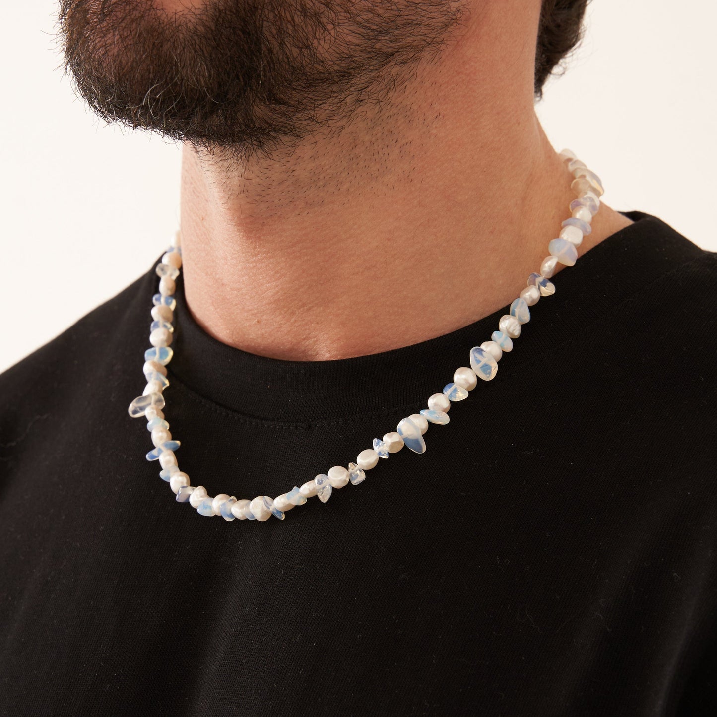 Collana in Quarzo Blu con Perle Vere (Argento)