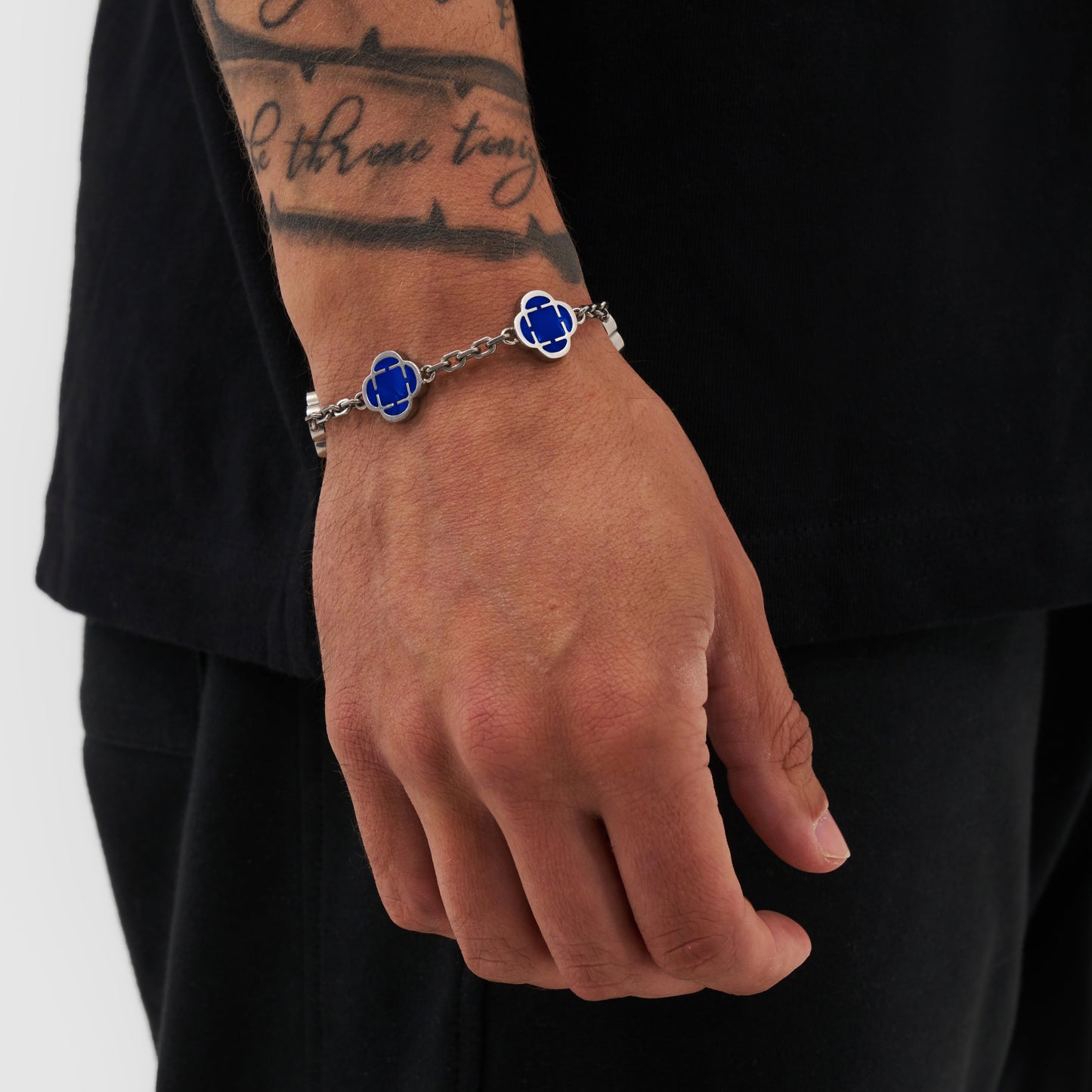 Bracciale in Pietra Blu Clover (Argento)