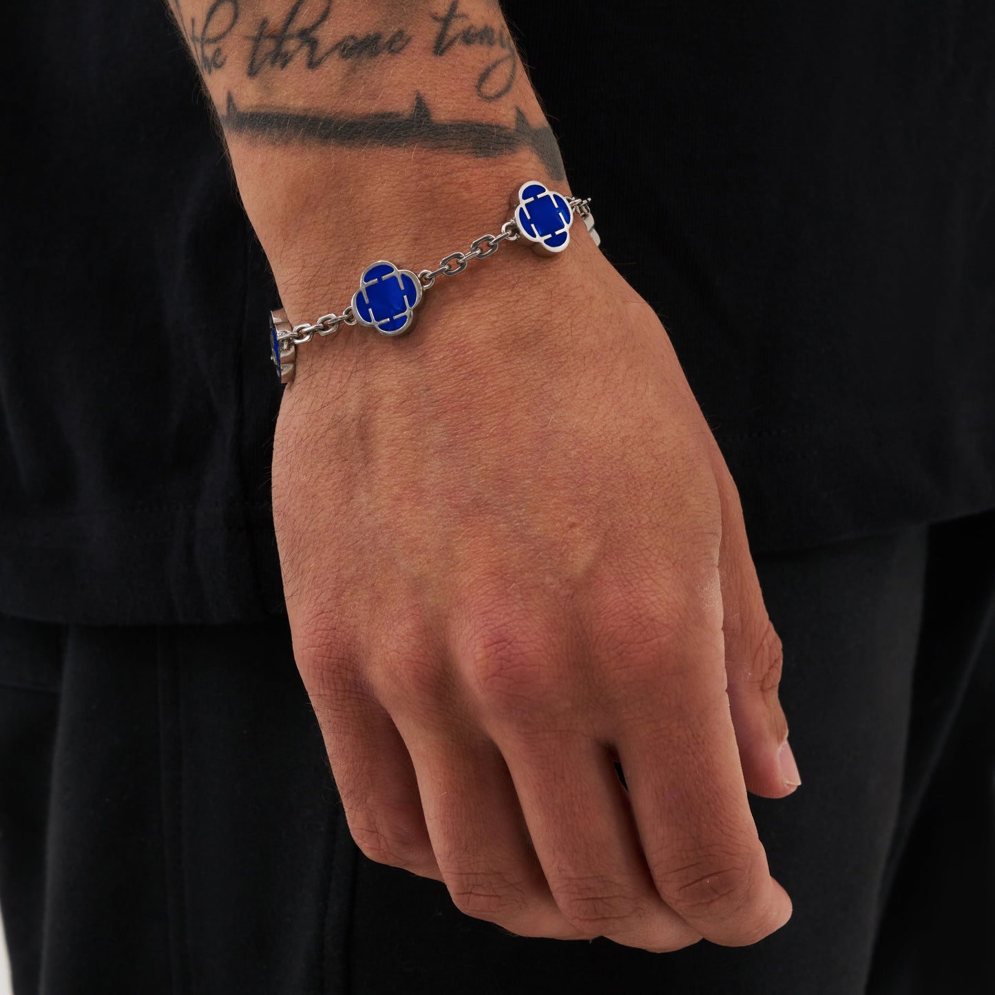 Bracciale in Pietra Blu Clover (Argento)