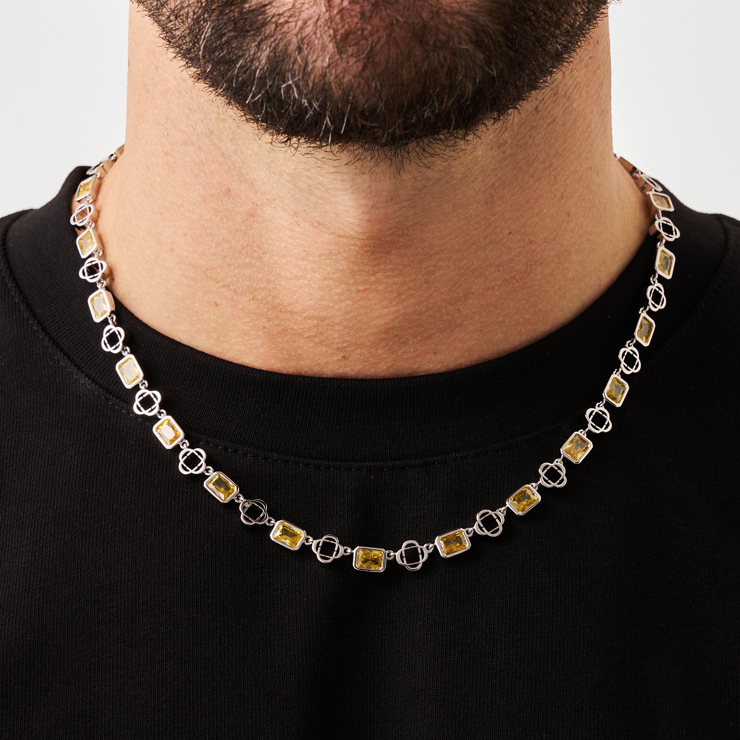 Collana a Quadrifoglio in Gemma Gialla (Argento)