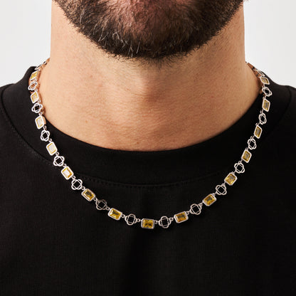 Collana Trifoglio in Gemma Gialla (Argento)