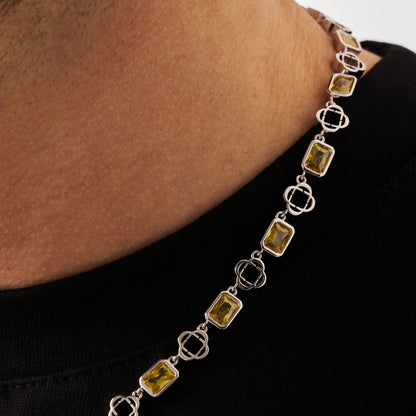 Collana a Quadrifoglio in Gemma Gialla (Argento)