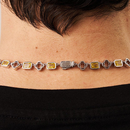 Collana a Quadrifoglio in Gemma Gialla (Argento)