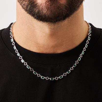Collana a Trifoglio in Gemma Verde (Argento)