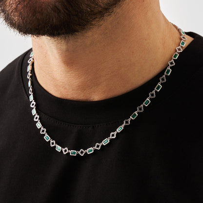 Collana a Trifoglio in Gemma Verde (Argento)