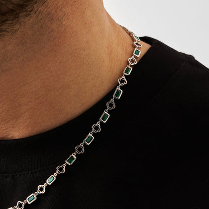 Collana a Trifoglio in Gemma Verde (Argento)