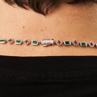 Collana a Trifoglio in Gemma Verde (Argento)