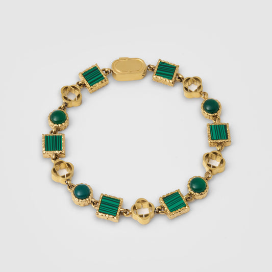 Bracciale in Pietra Preziosa di Quarzo Verde (Oro)