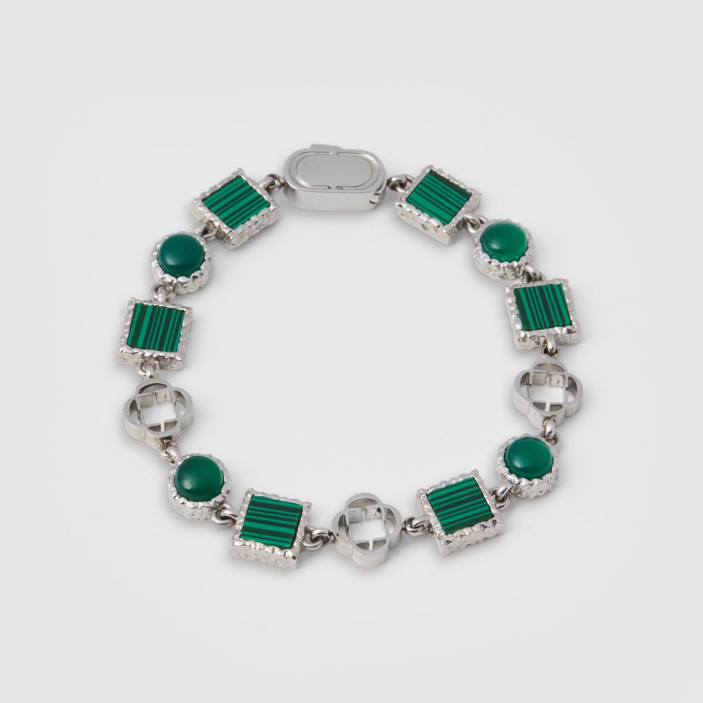Bracciale in Pietra Preziosa di Quarzo Verde (Argento)