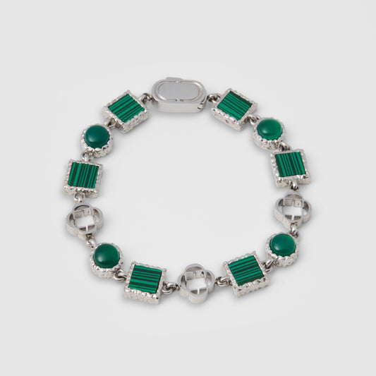 Bracciale in Pietra Preziosa di Quarzo Verde (Argento)