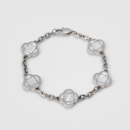 Bracciale in Pietra di Trifoglio Bianco (Argento)