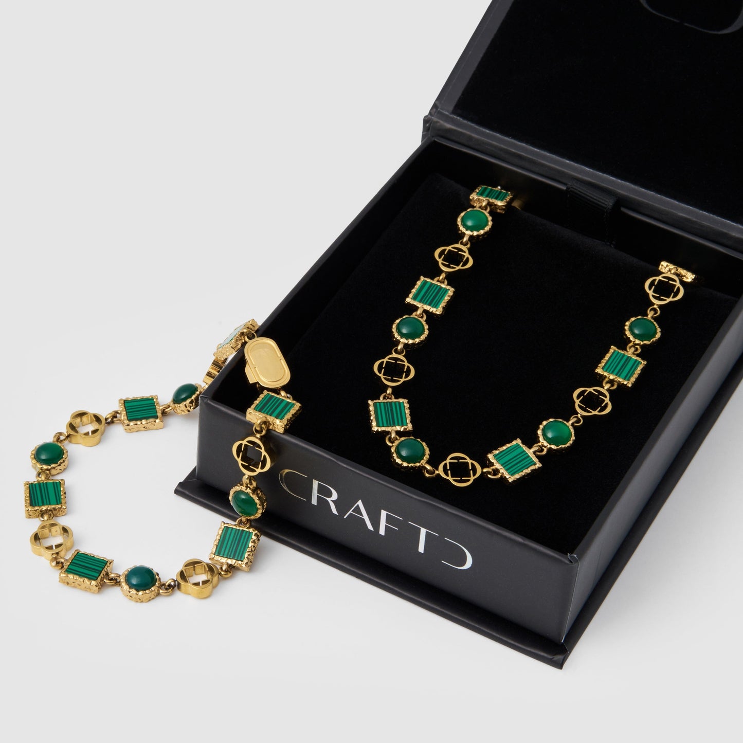 Set di Gemme in Quarzo Verde (Oro)