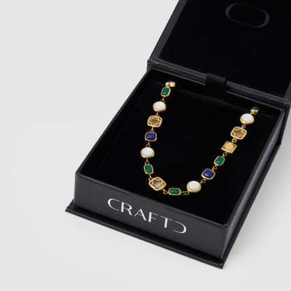 Bracciale in Gemma di Cristallo Blu (Oro)