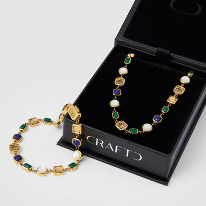 Set di Gemme in Cristallo Blu (Oro)