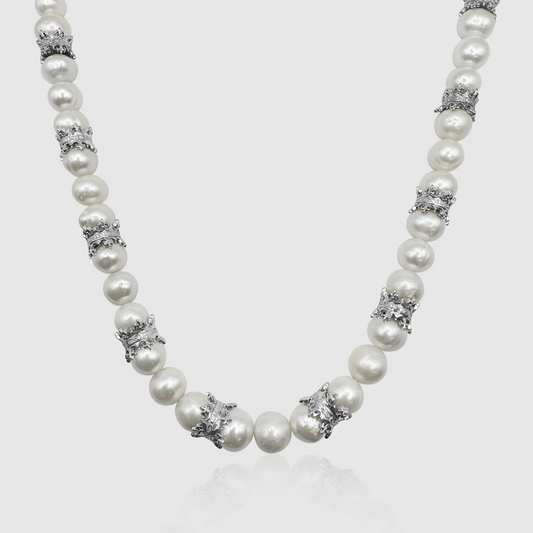 Collana di Perle Vere Crown (Argento)