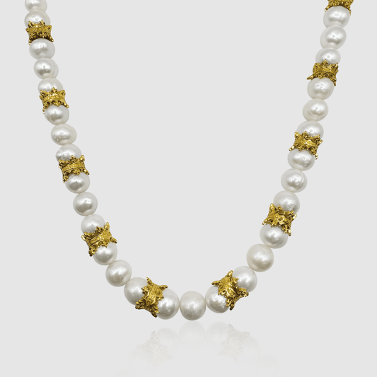 Collana in Perle Vere con Corona (Oro)
