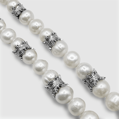 Collana di Perle Vere Crown (Argento)