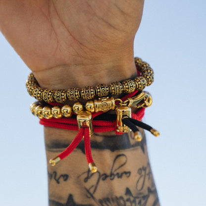 Bracciale con Chiusura a Toggle in Cordino Rosso (Oro)