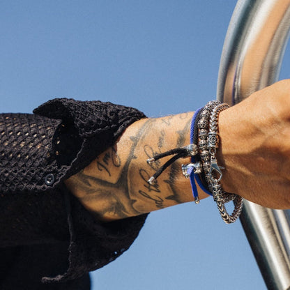 Bracciale con Chiusura a Corda Nera (Argento)