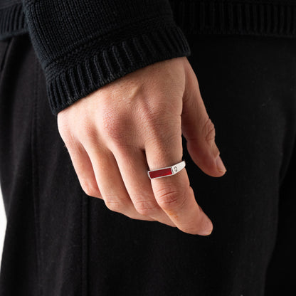 Anello Sigillo in Pietra Rossa (Argento)