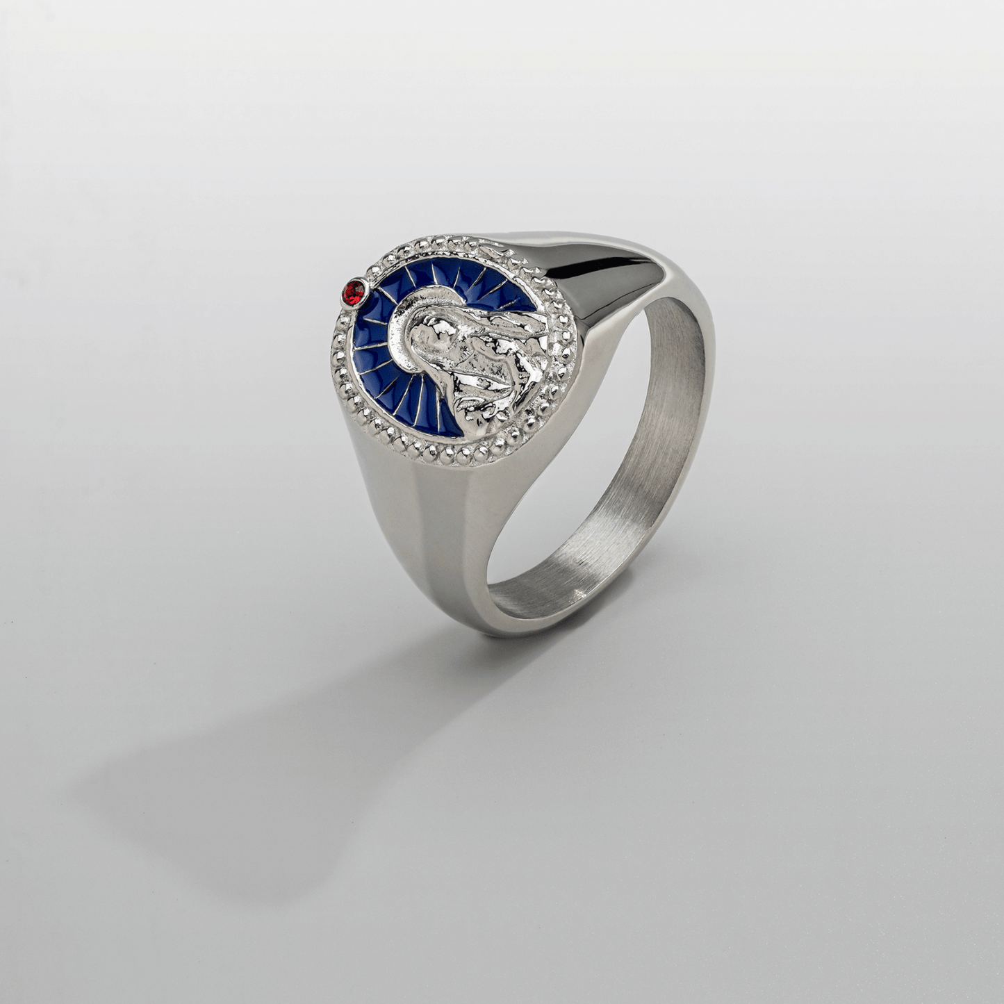 Anello Sigillo in Smalto della Vergine Maria (Argento)