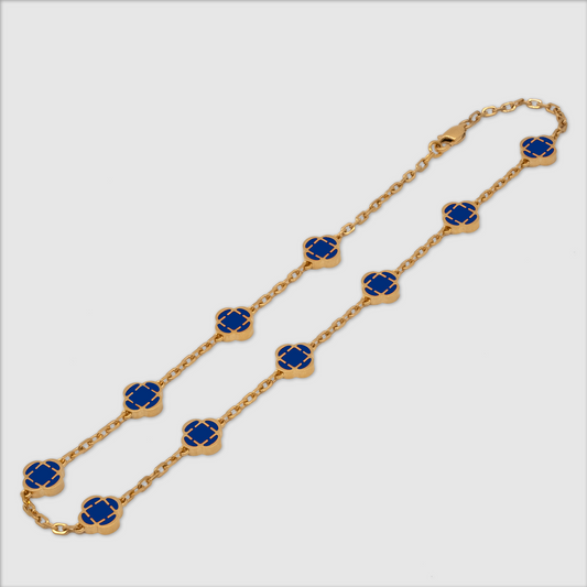 Collana in Pietra di Trifoglio Blu (Oro)