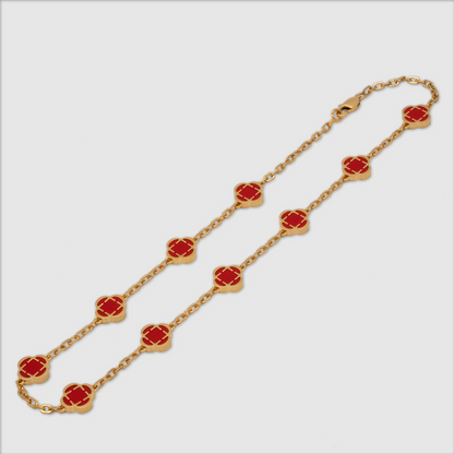 Collana in Pietra di Trifoglio Rosso Chiaro (Oro)