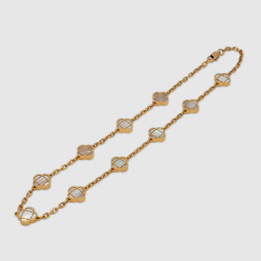 Collana in Pietra di Trifoglio Bianco (Oro)