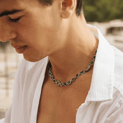 Collana in Pietra Preziosa di Quarzo Verde (Argento)
