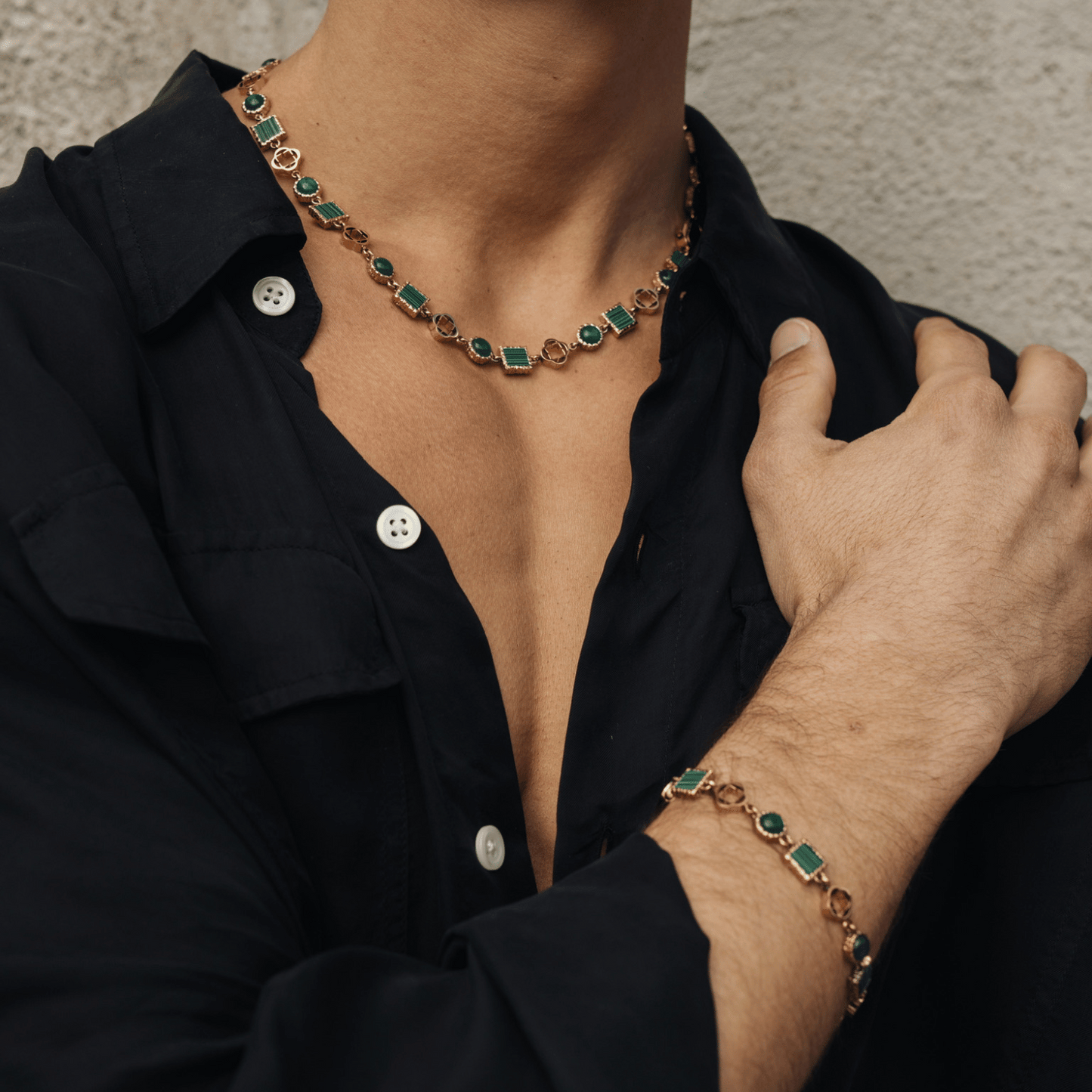Set di Gemme in Quarzo Verde (Oro)
